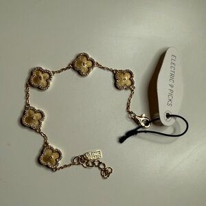 Electric Picks Gold Floral Bracelet